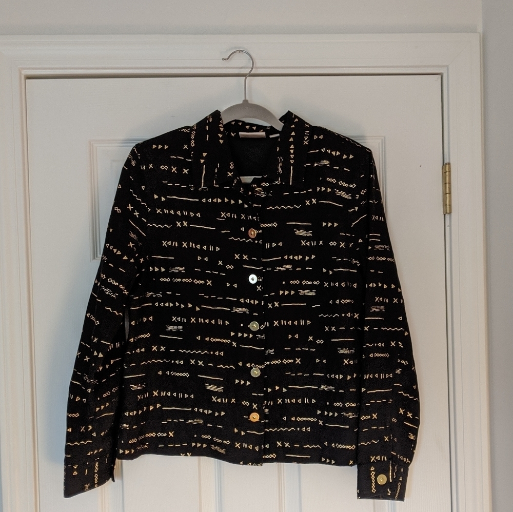 Erin London Black and Gold Shirt Jacket size large
